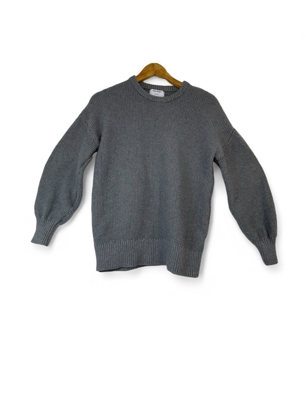 Old Navy Tunic Length Ballon Sleeves Heather Gray Knit Sweatshirt I. Size S